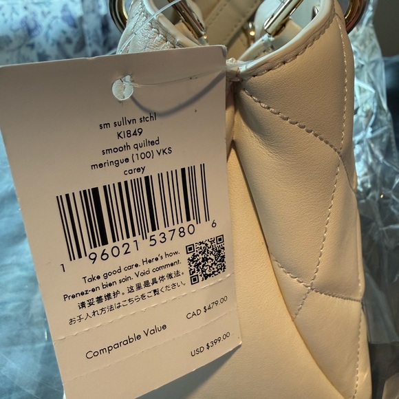 Kate Spade Carey Small Quilted Sullivan Satchel Meringue Off White NWT - Picture 16 of 16